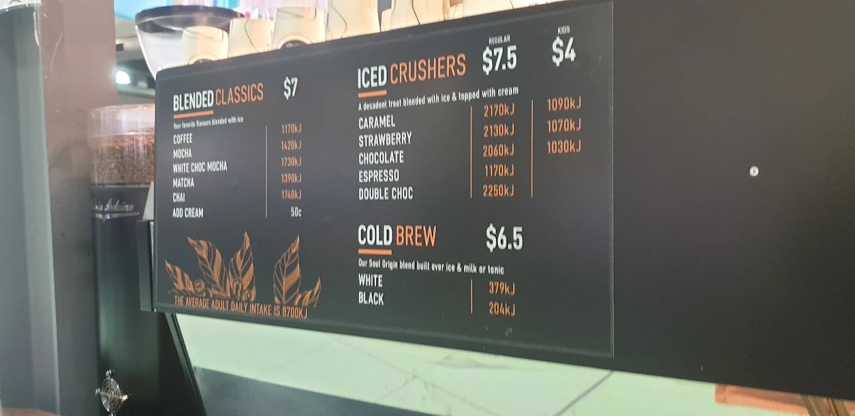 Menu, Soul Origin Spencer Outlet