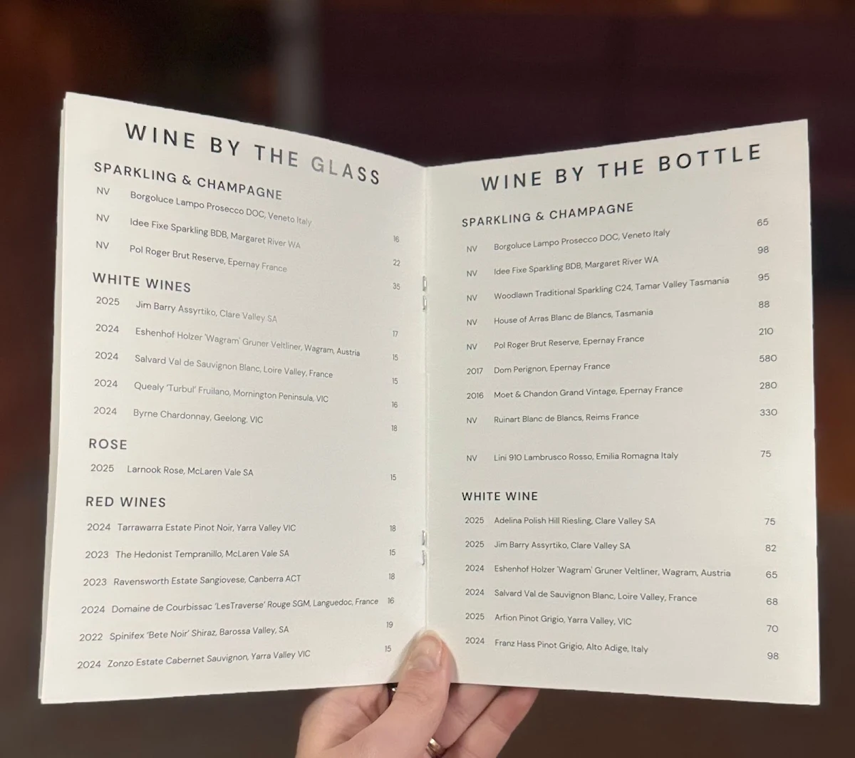 Menu, Dacha Bar & Grill
