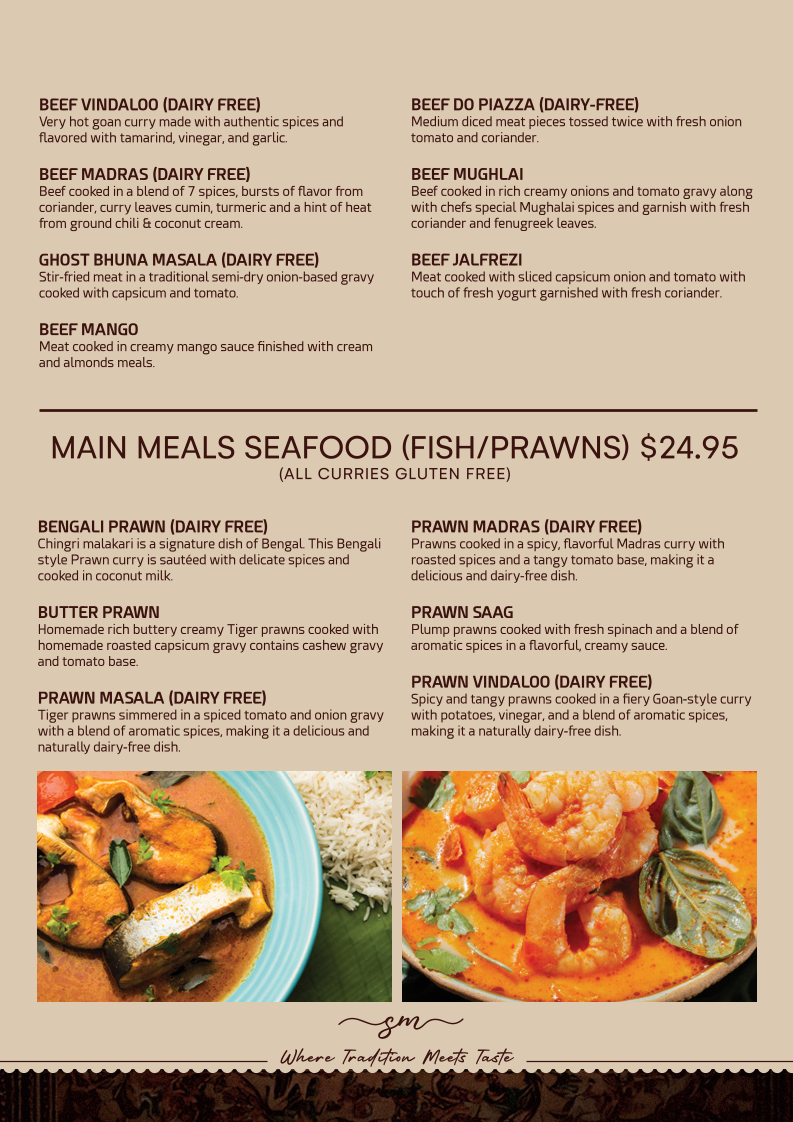 Menu, Spice Master Indian Cuisine & Cafe