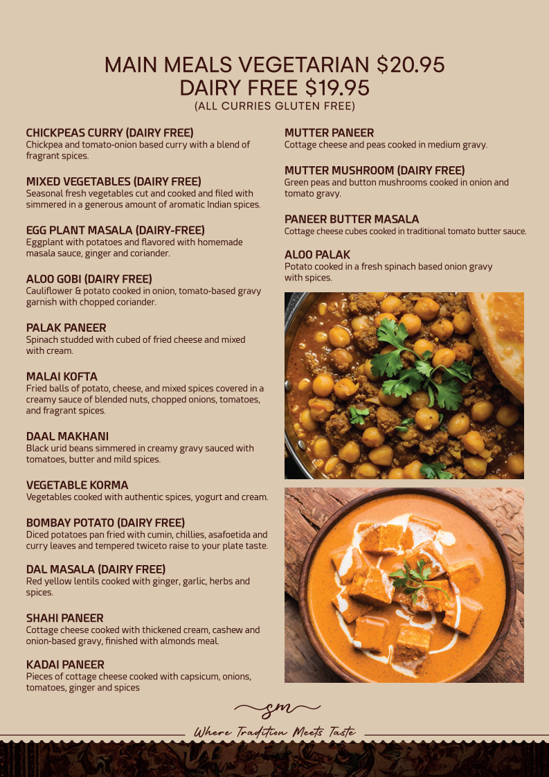 Menu, Spice Master Indian Cuisine & Cafe