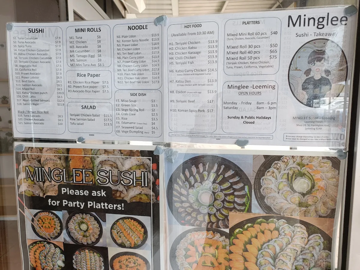 Menu, MINGLEE Sushi - Japanese Takeaway