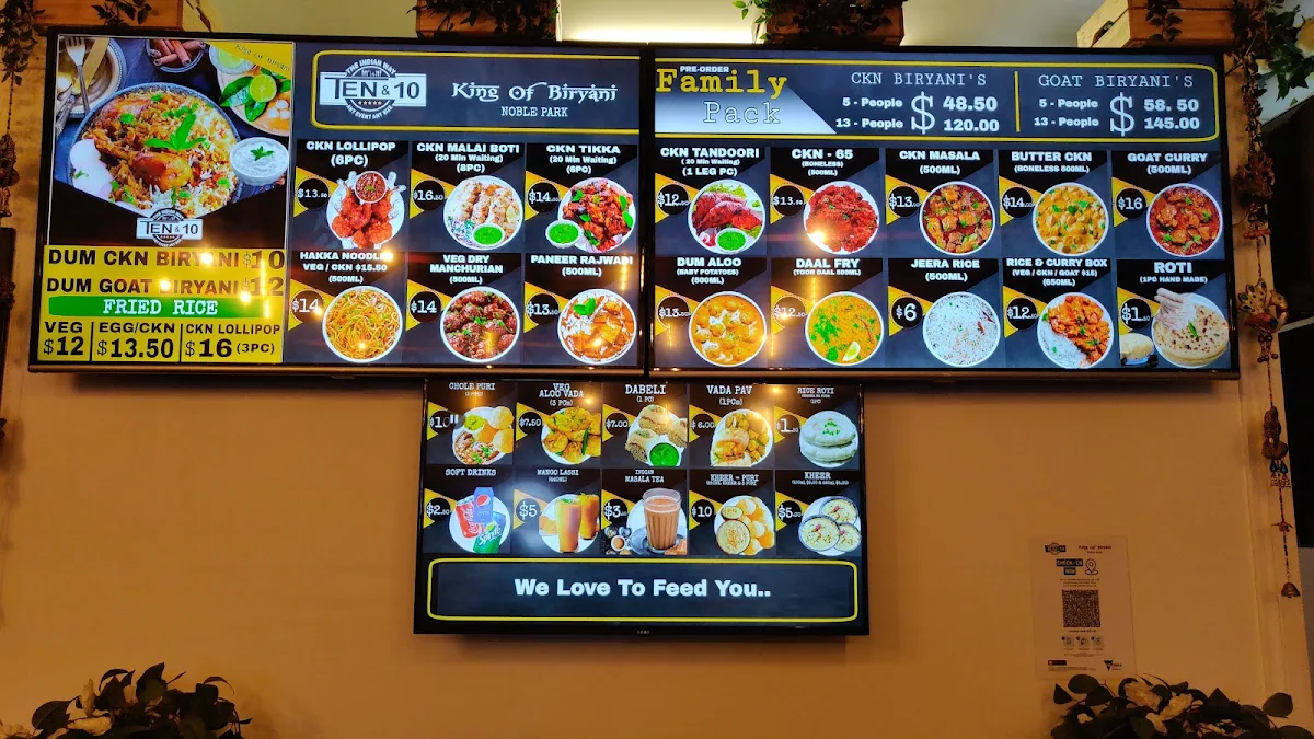 Menu, KING OF BIRYANI - TEN & 1O INDIAN RESTAURANT