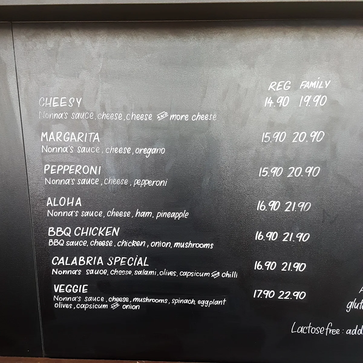 Menu, Leppington Pizza Bar