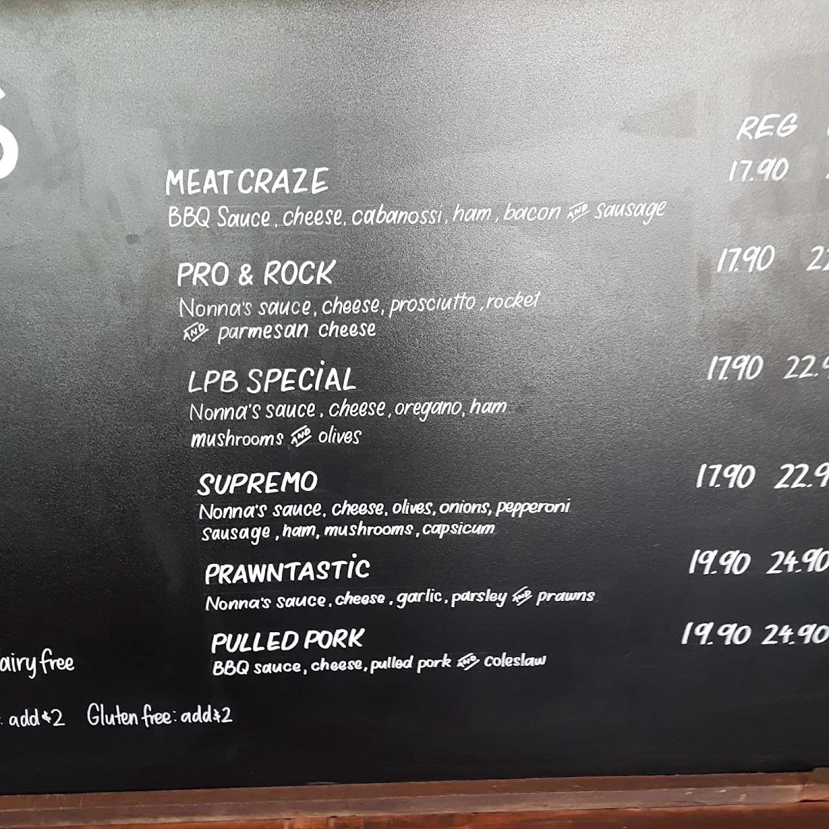 Menu, Leppington Pizza Bar