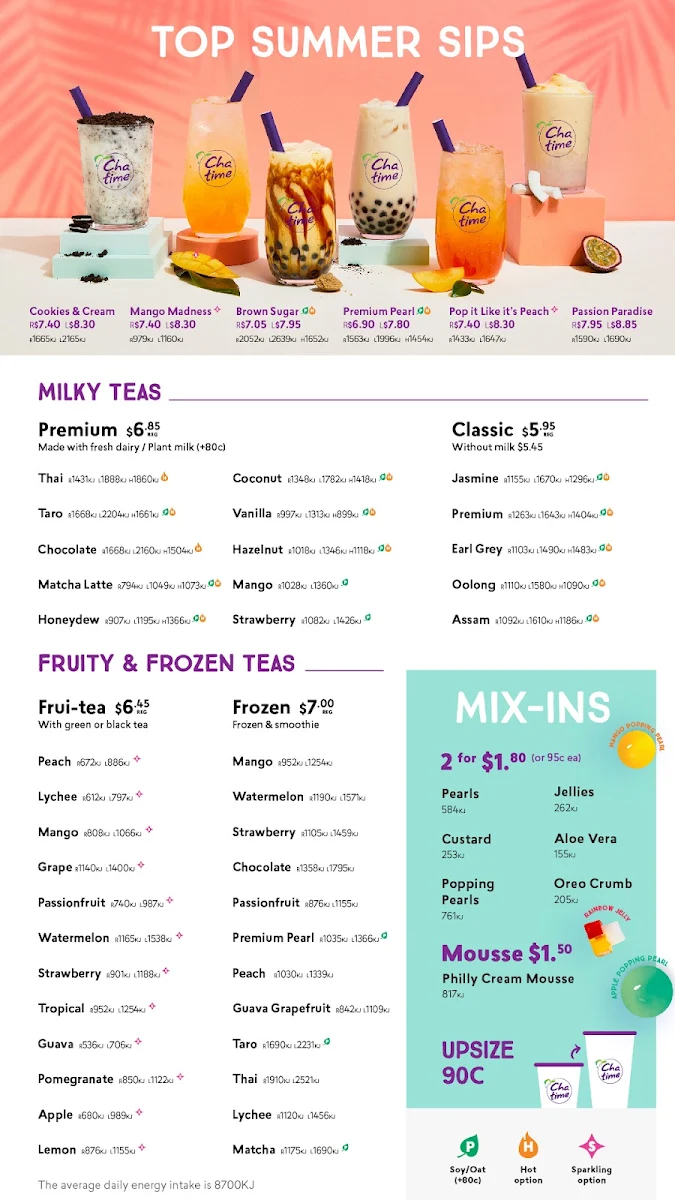 Menu, Chatime Carousel Westfield