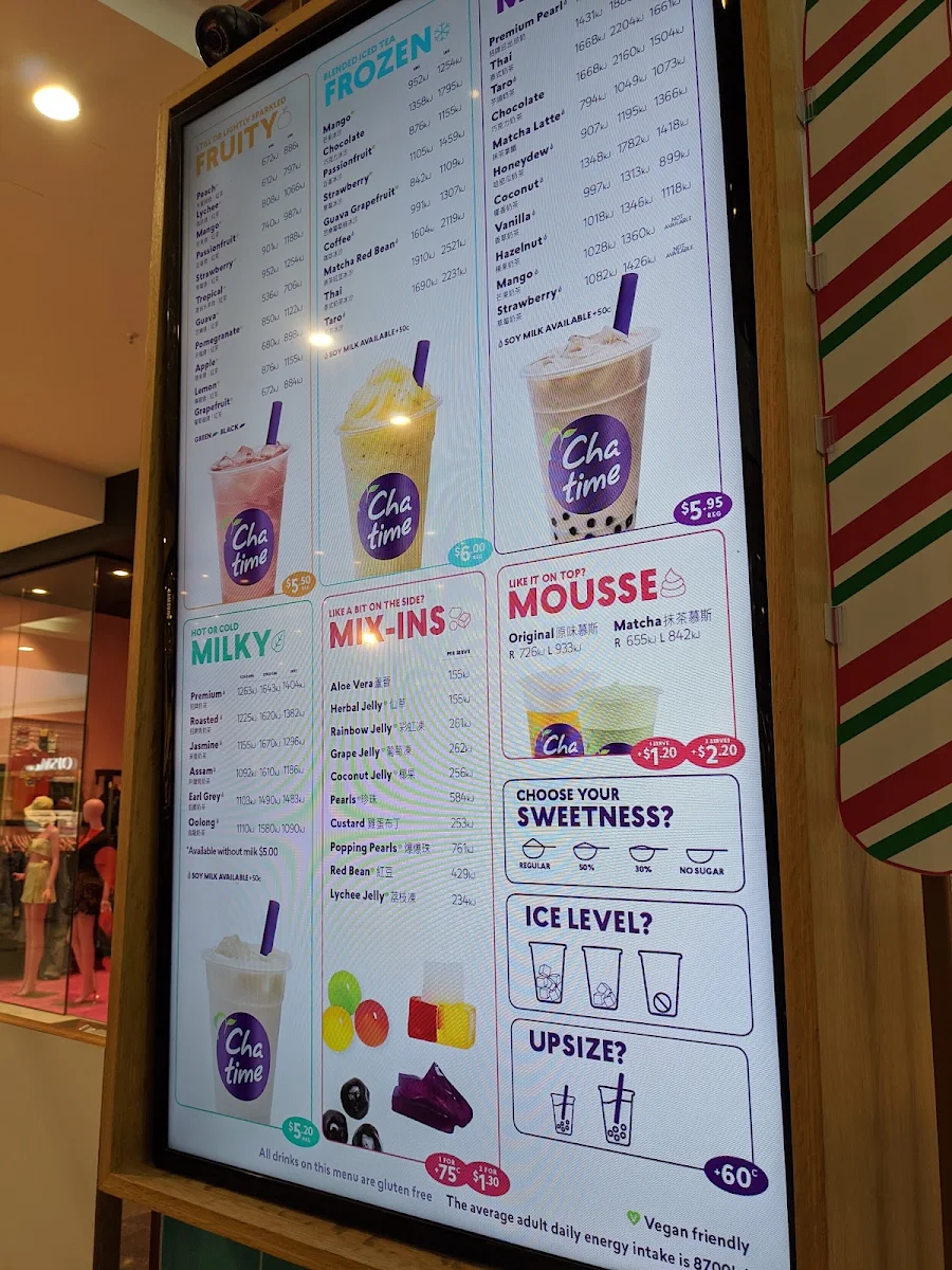 Menu, Chatime Carousel Westfield
