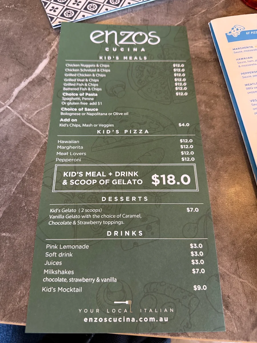 Menu, Enzo's Cucina