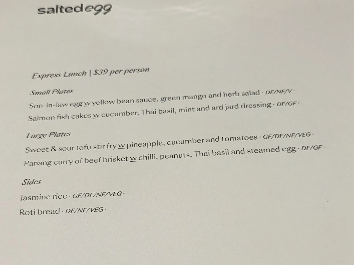 Menu, Salted Egg Melbourne