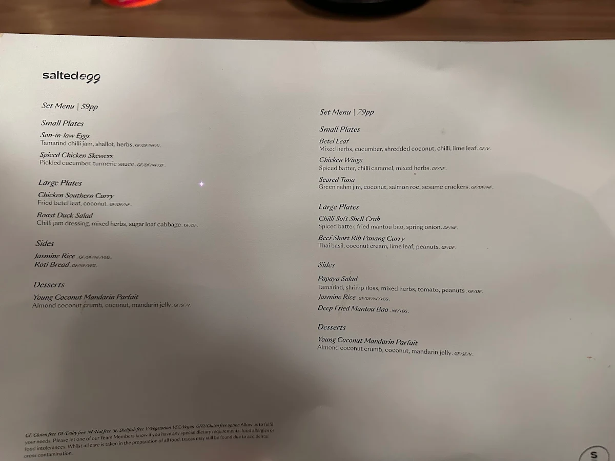 Menu, Salted Egg Melbourne