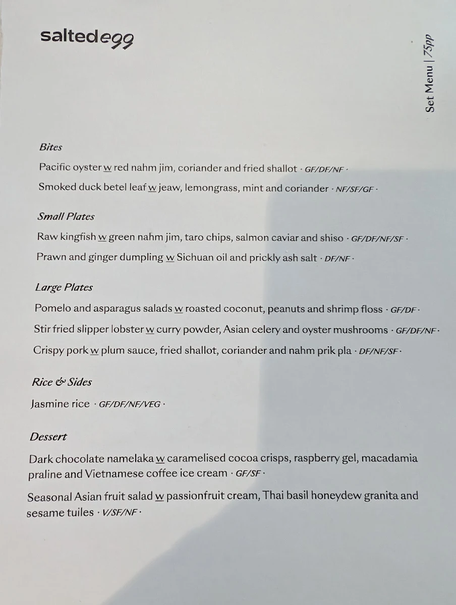 Menu, Salted Egg Melbourne