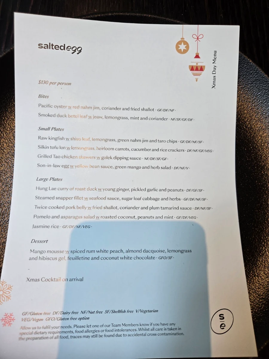 Menu, Salted Egg Melbourne