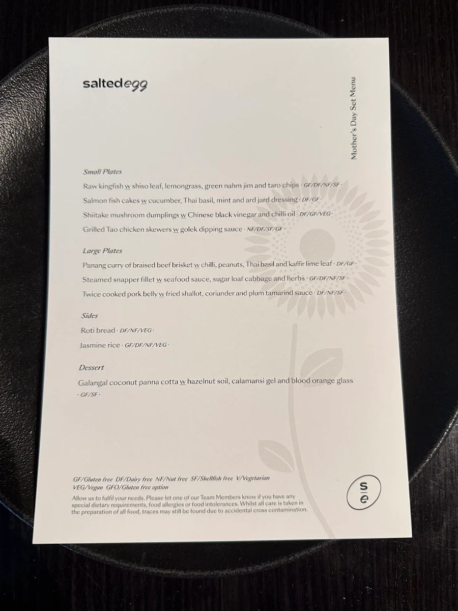 Menu, Salted Egg Melbourne