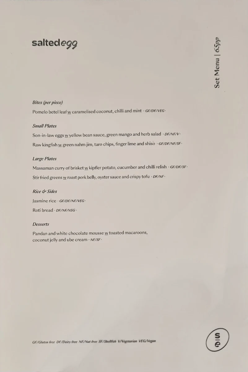 Menu, Salted Egg Melbourne