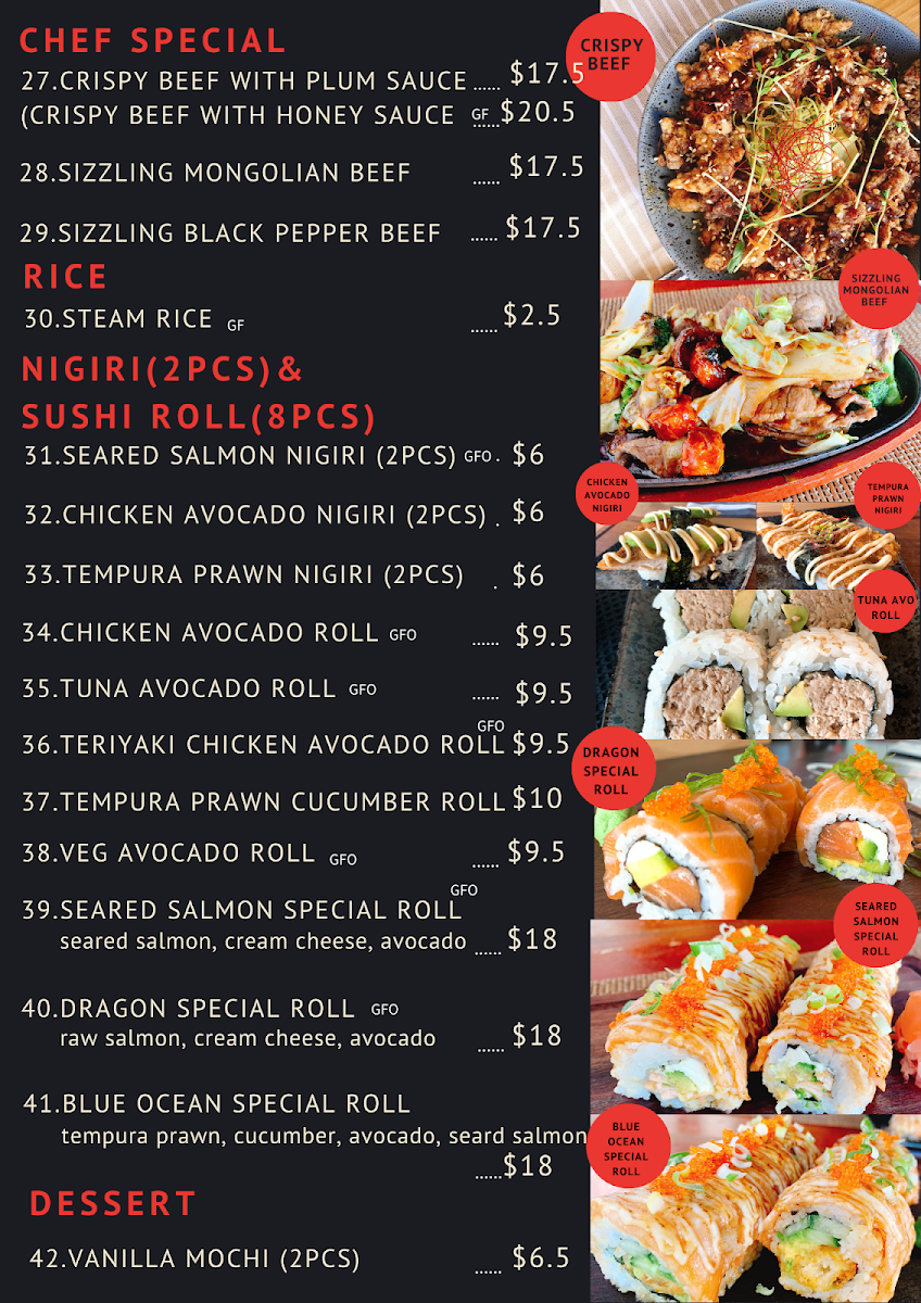 Menu, Moon Bear Sushi & Charcoal Grill