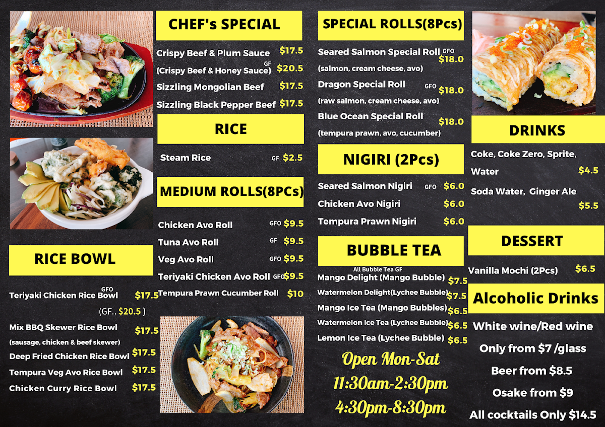 Menu, Moon Bear Sushi & Charcoal Grill