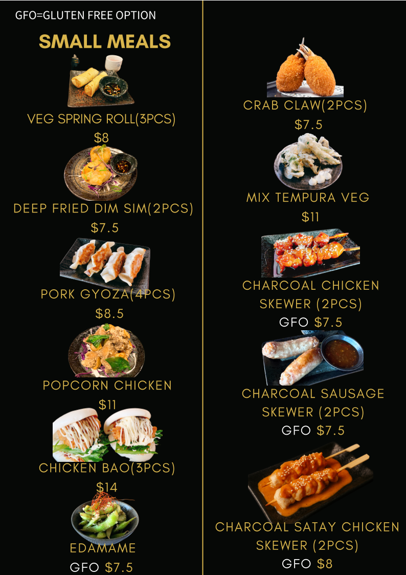 Menu, Moon Bear Sushi & Charcoal Grill