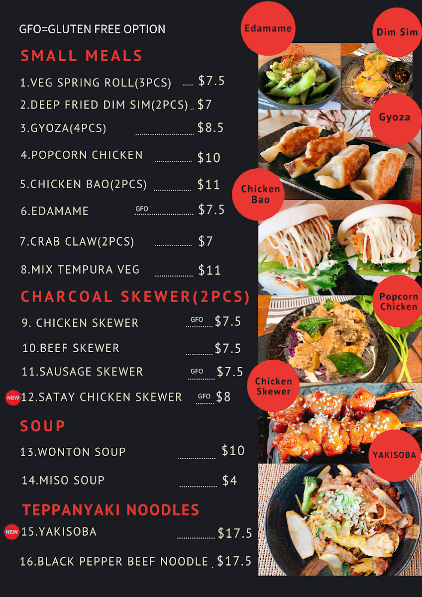 Menu, Moon Bear Sushi & Charcoal Grill