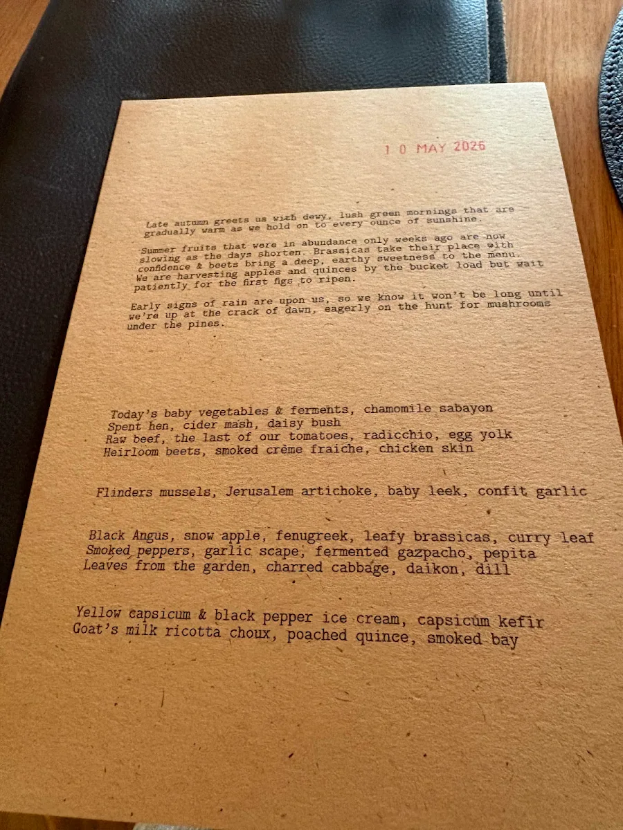 Menu, Barragunda Dining