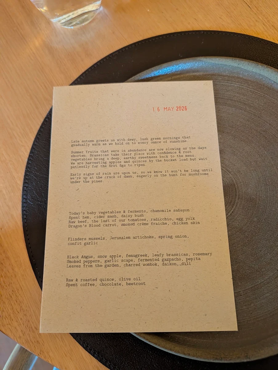 Menu, Barragunda Dining