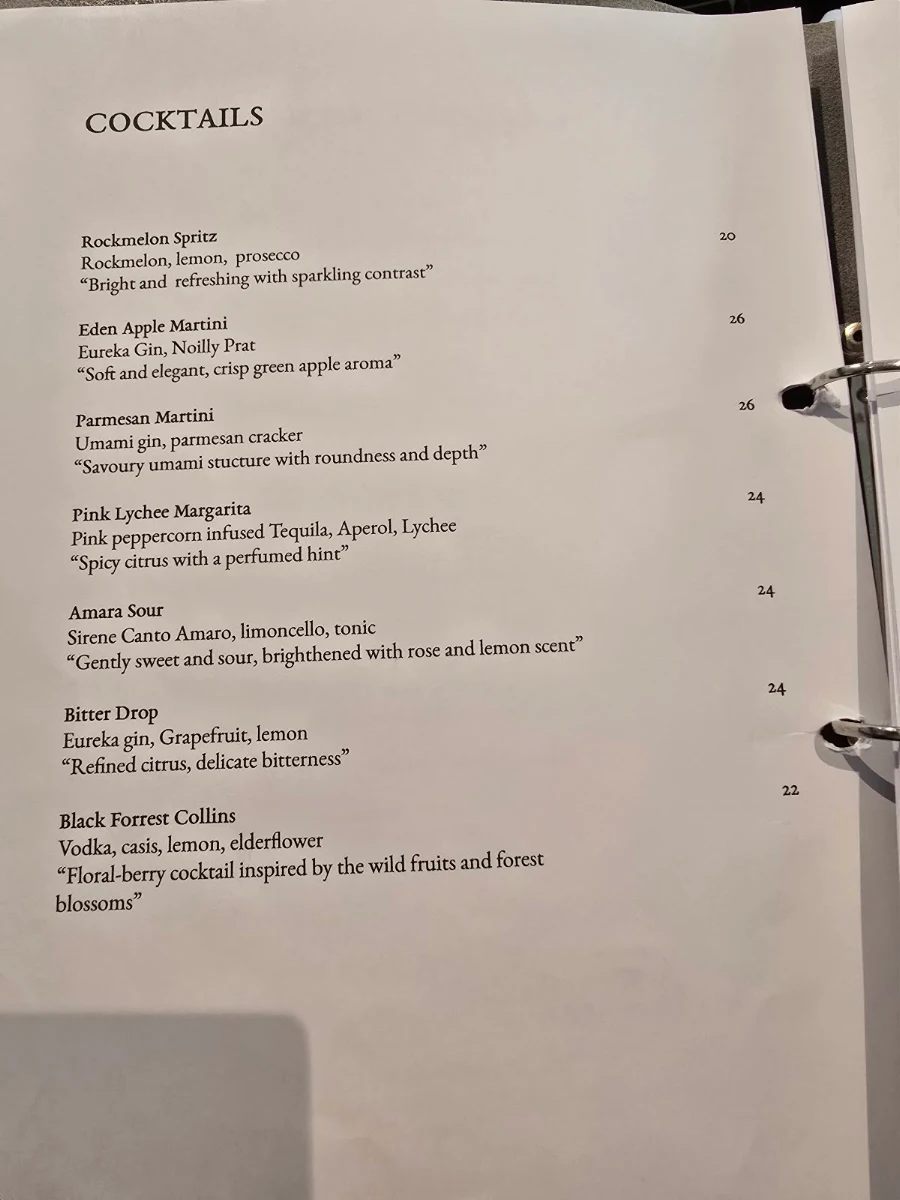 Menu, Il Bacaro