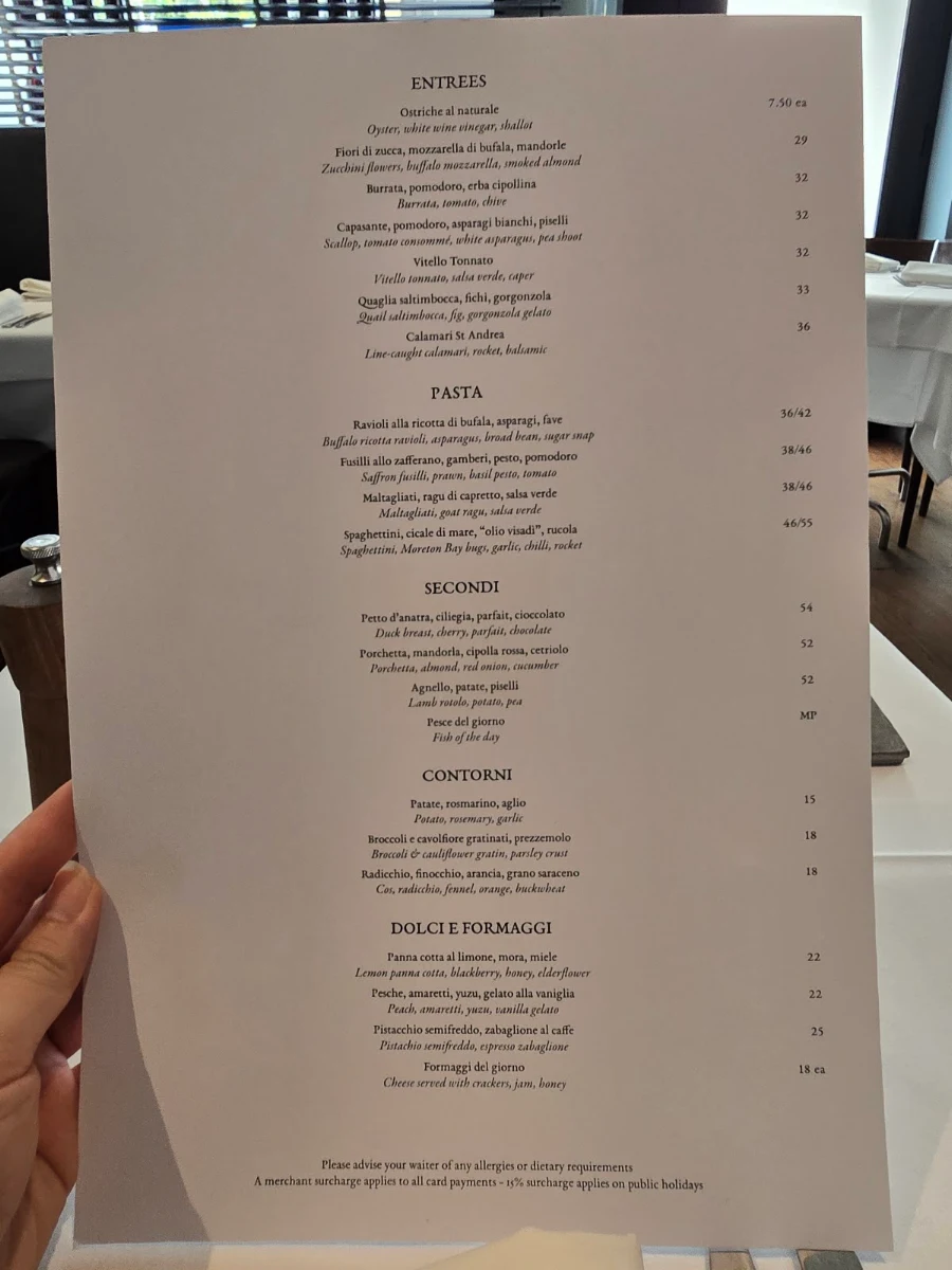 Menu, Il Bacaro
