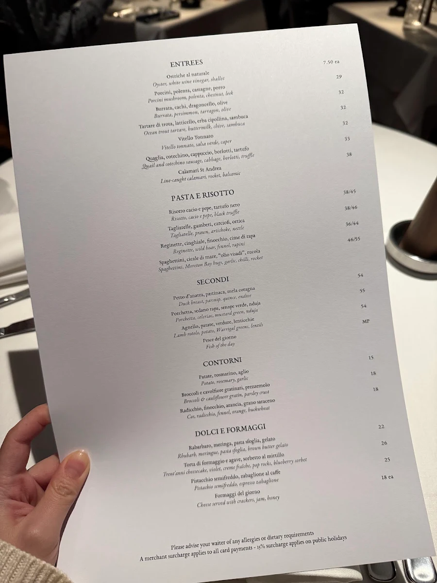 Menu, Il Bacaro