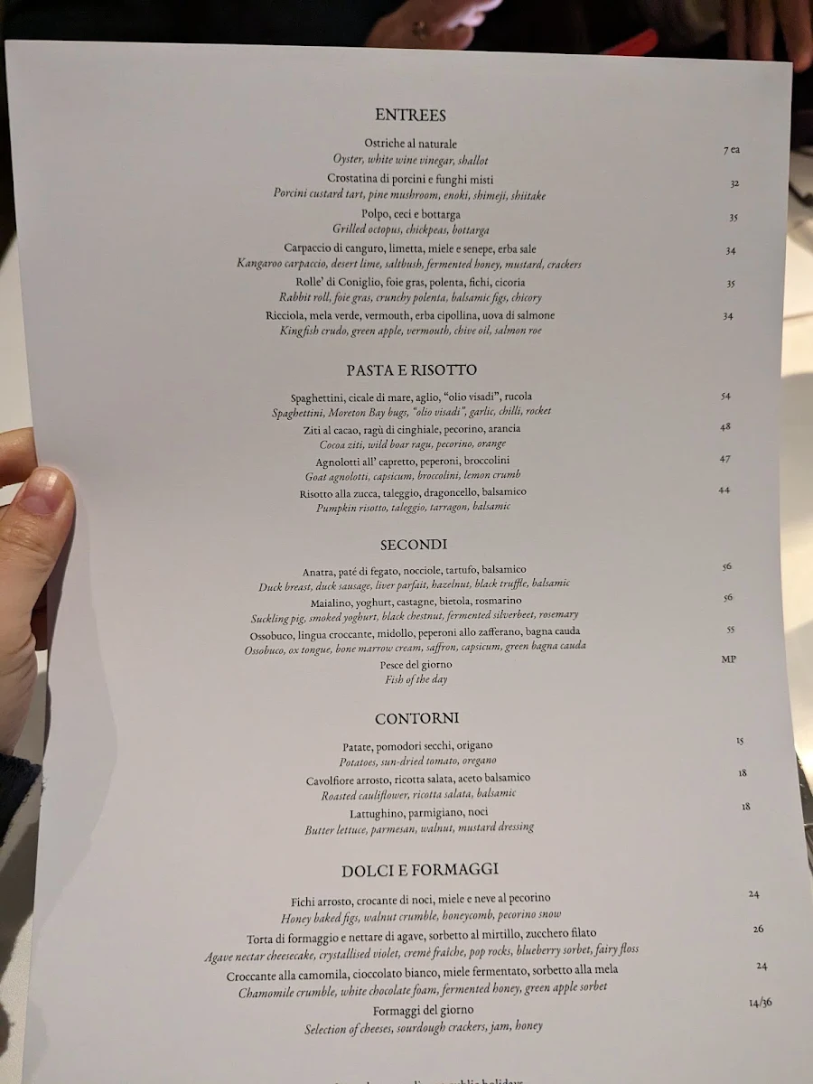 Menu, Il Bacaro