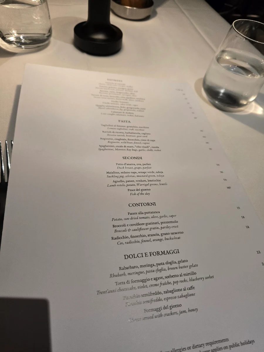 Menu, Il Bacaro