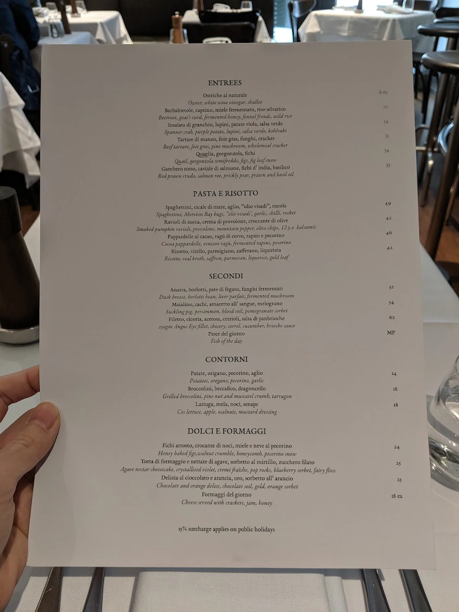 Menu, Il Bacaro