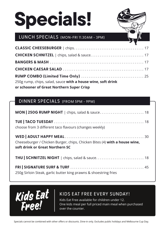 Menu, The George Tavern