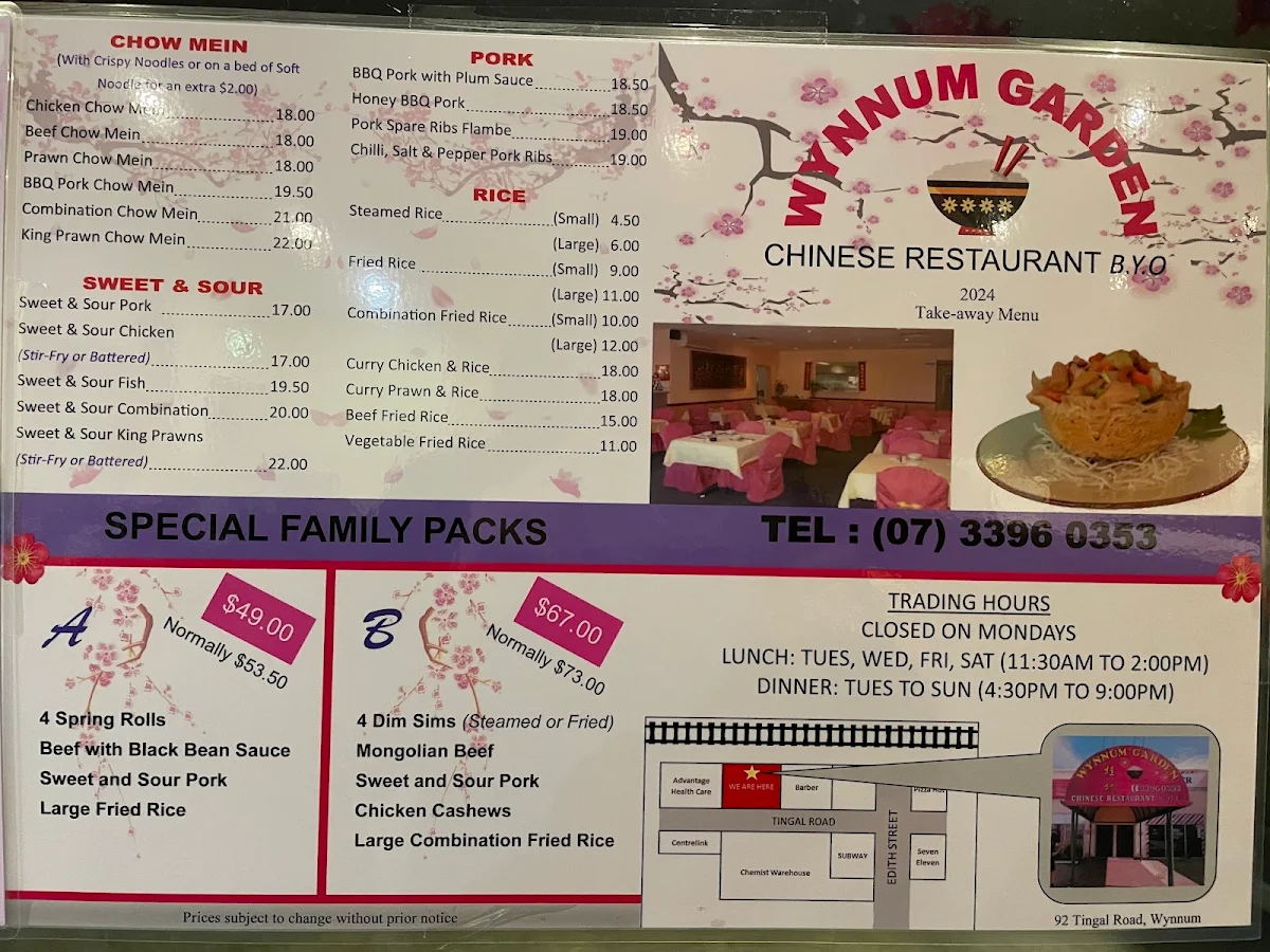 Menu, Wynnum Garden Chinese Restaurant