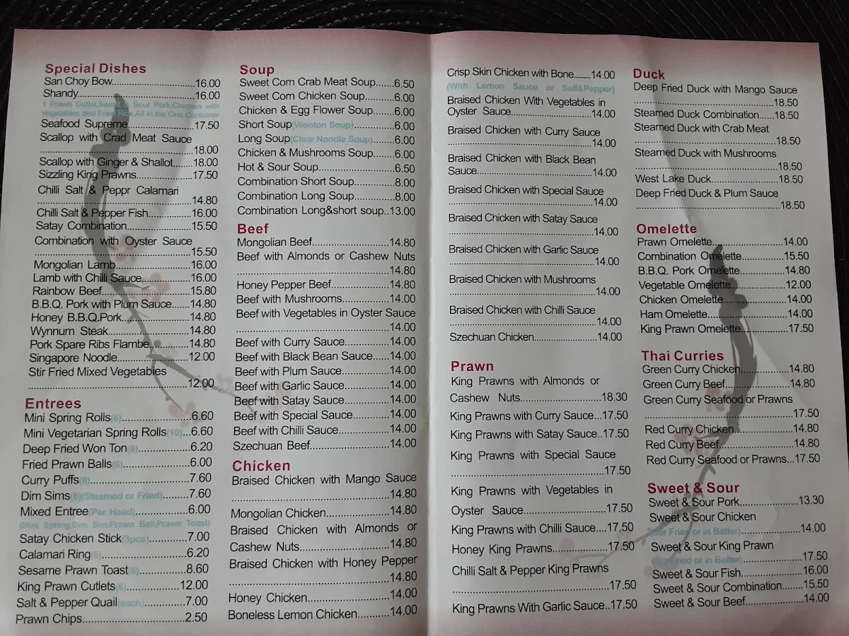 Menu, Wynnum Garden Chinese Restaurant