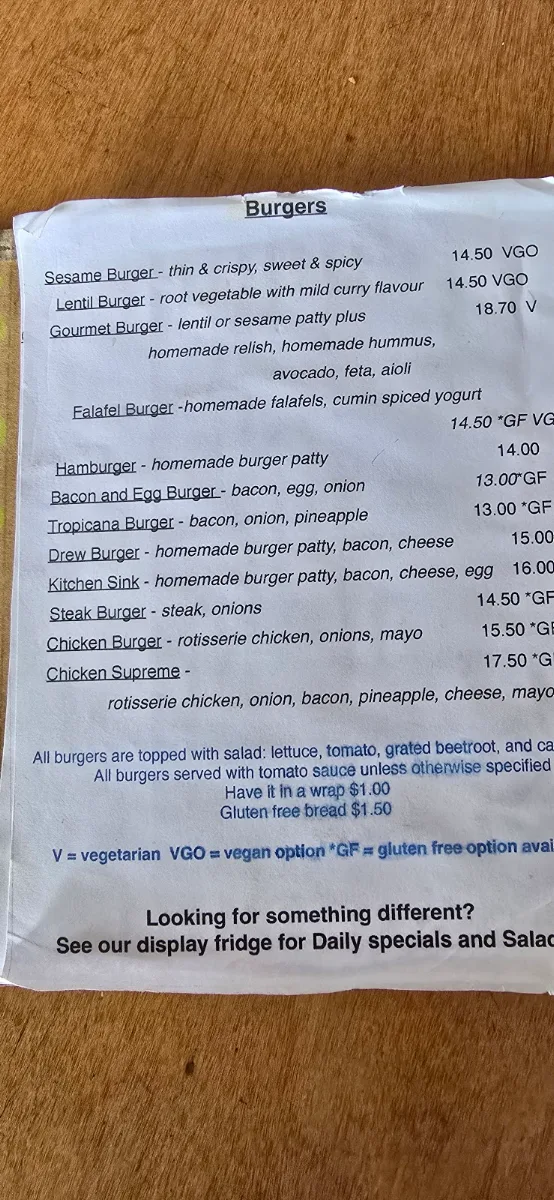 Menu, Yallingup General Store and Cafe