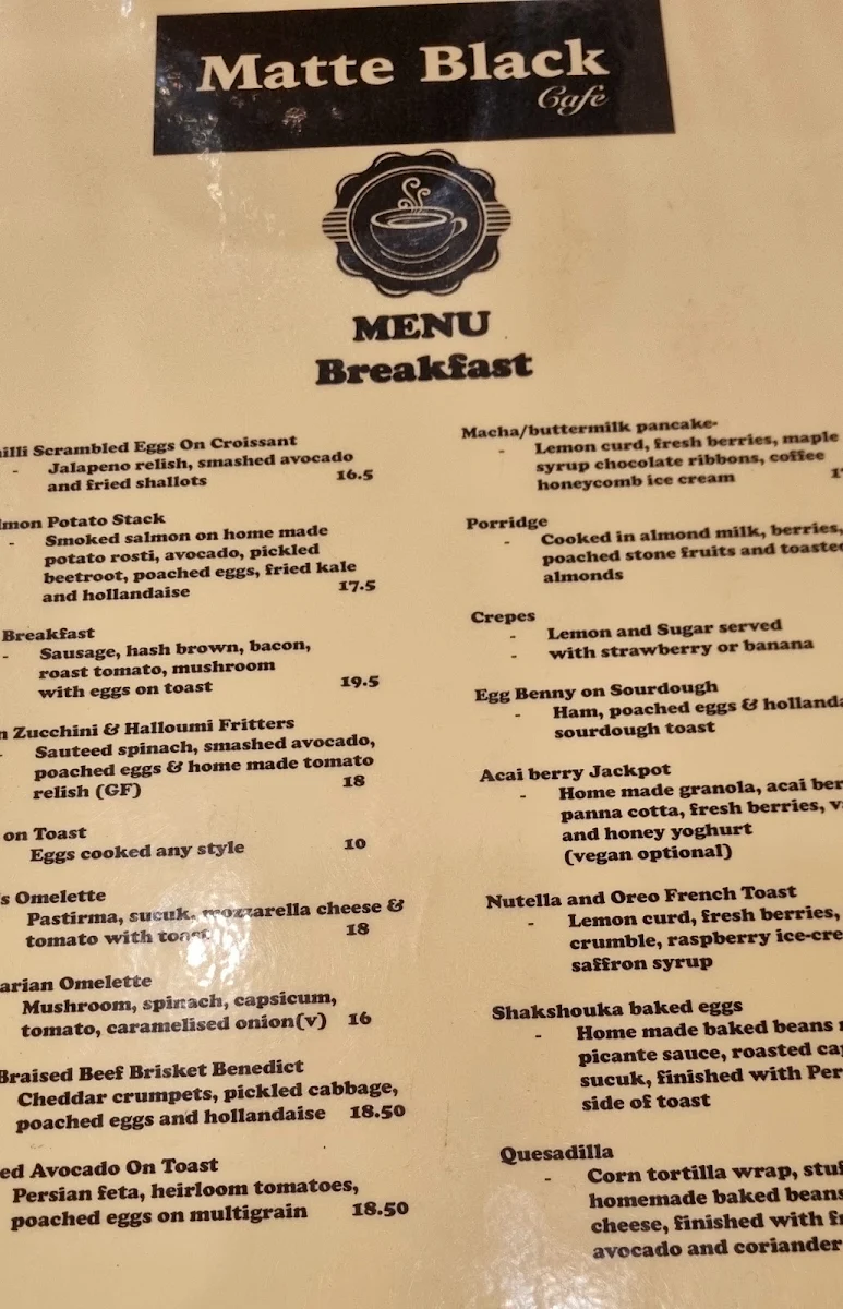 Menu, Matte Black