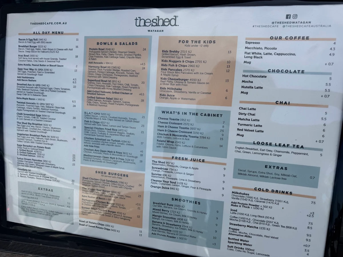 Menu, The shed