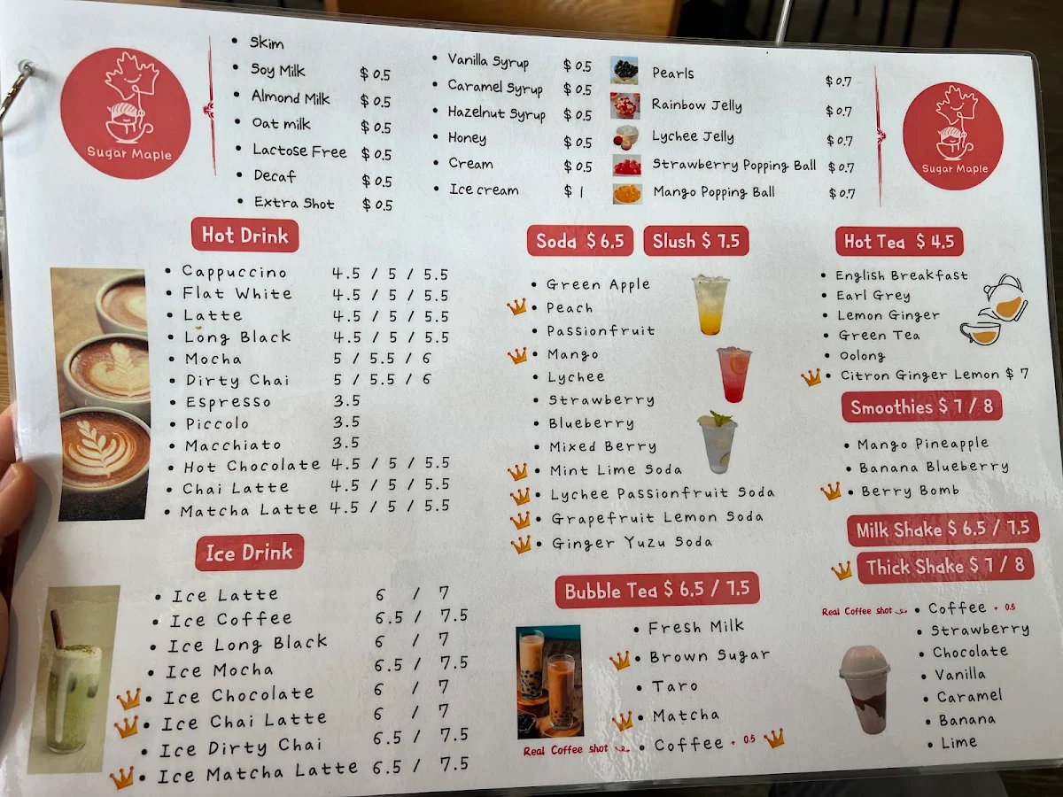 Menu, Sugar Maple Japanese Restaurant & Cafe