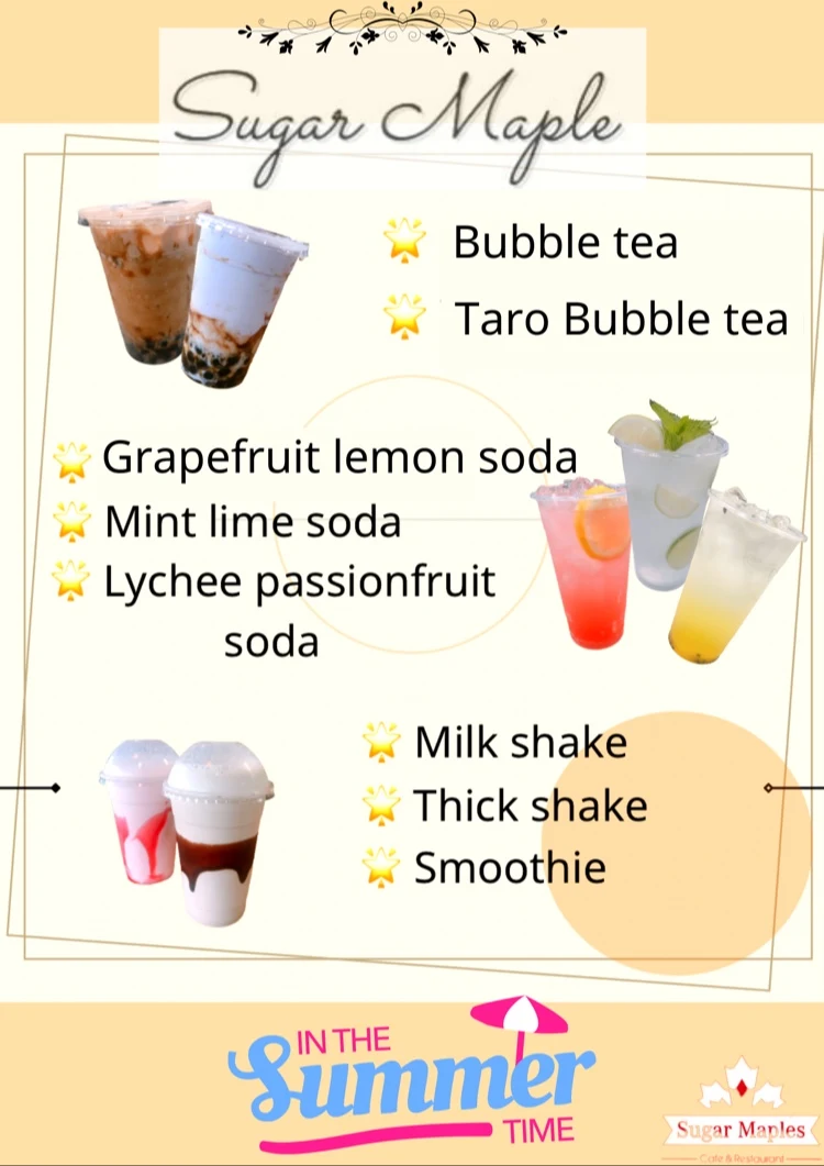 Menu, Sugar Maple Japanese Restaurant & Cafe