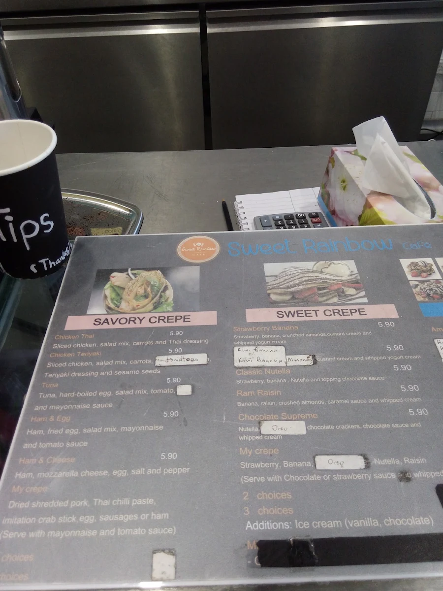 Menu, Sweet Rainbow Cafe