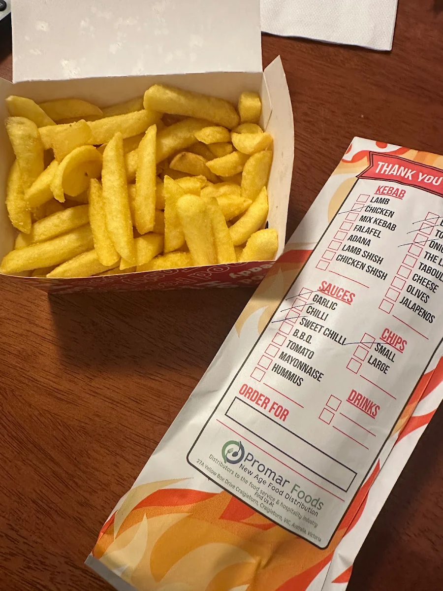 Menu, Preston Kebabs