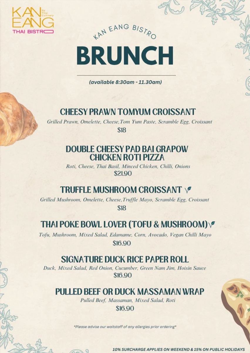 Menu, Kan Eang Thai Bistro