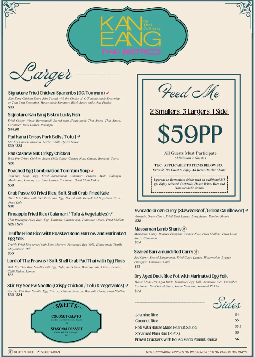 Menu, Kan Eang Thai Bistro