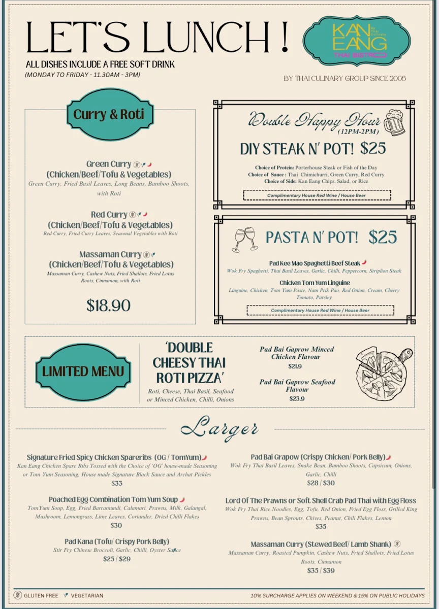 Menu, Kan Eang Thai Bistro