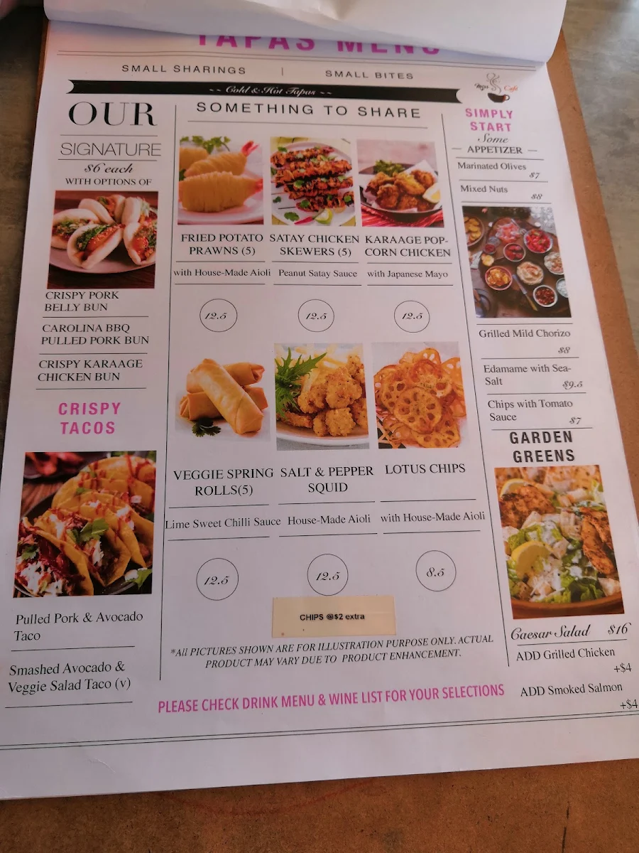 Menu, Miss Me Cafe
