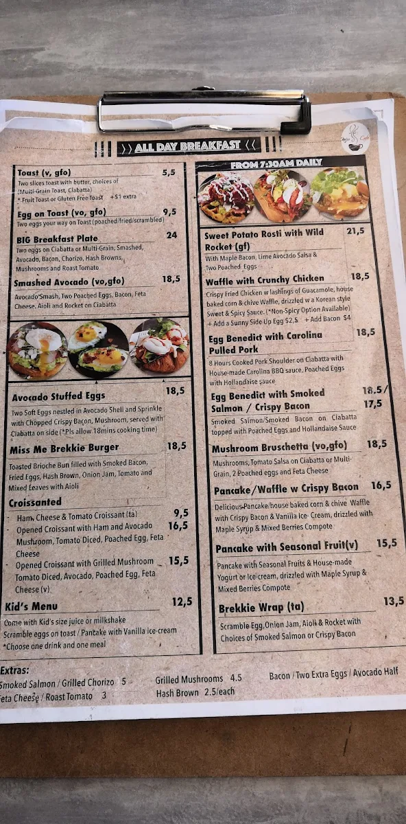 Menu, Miss Me Cafe