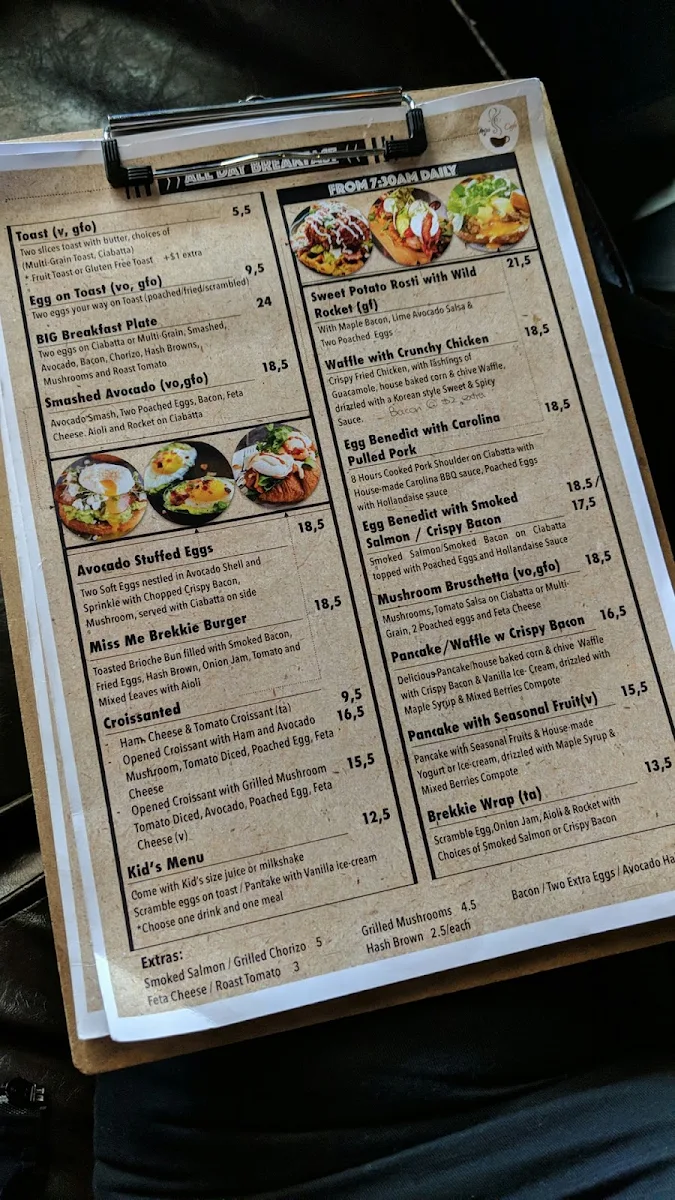 Menu, Miss Me Cafe