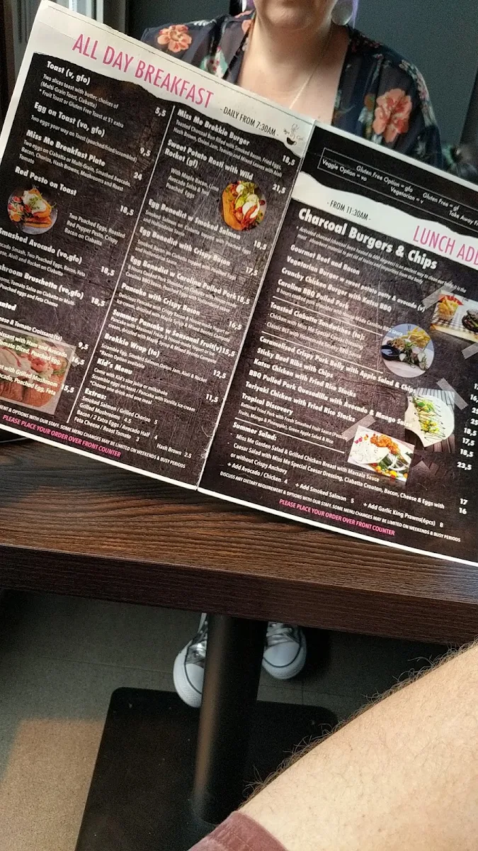Menu, Miss Me Cafe