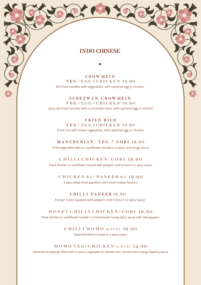 Menu, Thaali Indian restaurant Fairfield