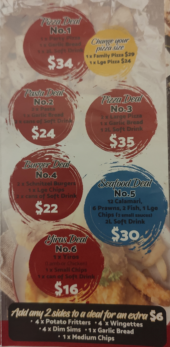Menu, Kenzo's Pizzas