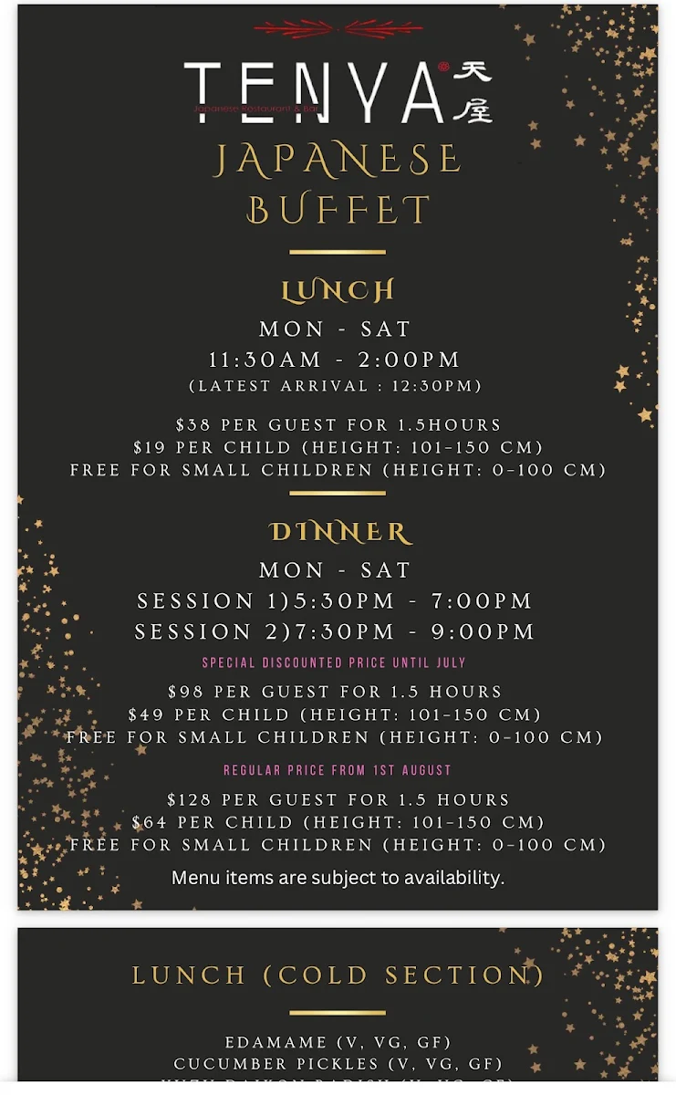 Menu, Tenya