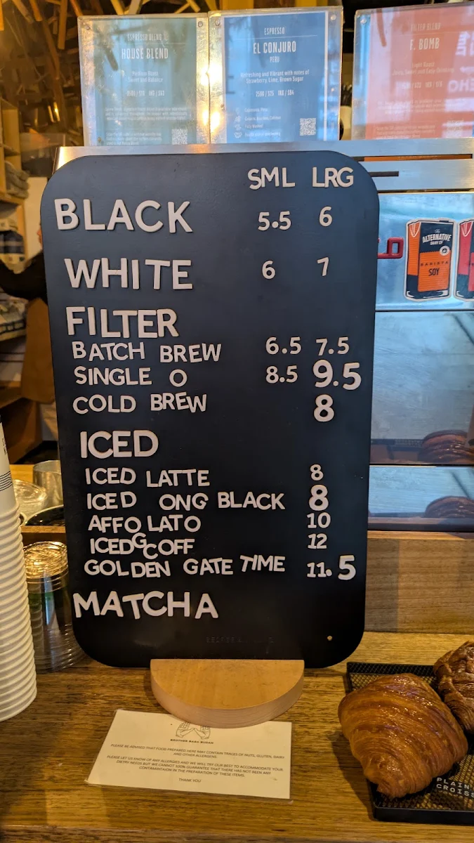 Menu, Brother Baba Budan